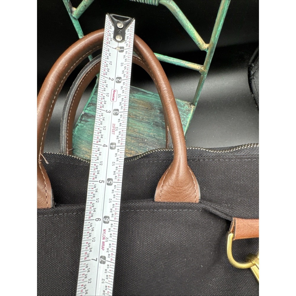 R. RIVETER Black Washed Canvas + Brown Leather Otto Tote Crossbody Bag EUC - Picture 9 of 12